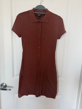 wild fable Rust Ribbed Polo Button down dress
